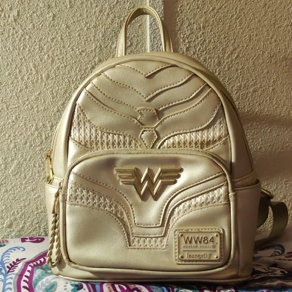 Loungefly | Bags | Loungefly Gold Quilted Backpack With  display picture 1